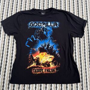 Teddy Fresh X Godzilla Collab Men Black Crew T-Shirt King Of Monsters Sz Medium